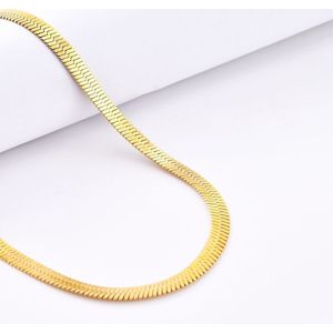ABkettinkjes - Ketting - Gouden ketting - Visgraat - Herringbone - Smal - 3.2mm - Goud - Gold plated - Verguld - 18K