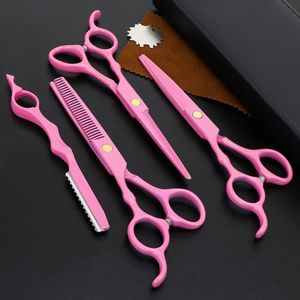 Kappersschaarset 6,89 inch roestvrij staal roze - Japans staal, effileren, franjes, baard, volwassenen, kinderen