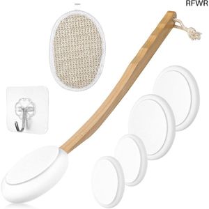 RFWR® Rugborstel met Lange Steel en Verwisselbare Pads voor Douchegebruik