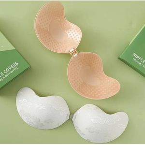 Sara Shop / plak BH /Onzichtbare Push Up Bh Zelfklevende / beha Backless Strapless / Gel sticky Solid -Cup-B / Wit -Topkwaliteit