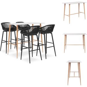 vidaXL Bartafel - Moderne barset - 120x60x105cm - wit MDF/metaalvidaXL Barkruk - Ergonomisch ontwerp - 48x47.5x95.5cm - zwart PP/metaal - Set tafel en stoelen