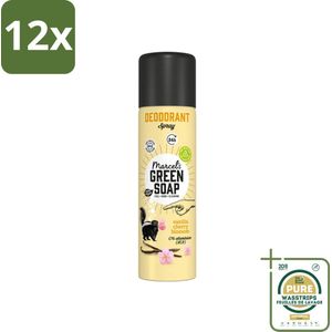 Marcel's Green Soap - Deodorant Spray - Vanilla & Cherryblossom - Langdurige frisheid - 150 ml - Voordeelverpakking - 12 stuks - Aluminiumvrije deodorant - Vegan deodorant