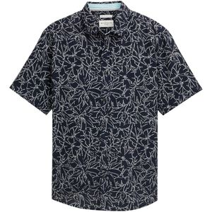 Tom Tailor - Regular Fit - Overhemd - Gedessineerd - Korte Mouwen - Linnen
