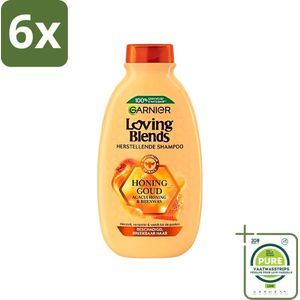 Garnier - Loving Blends - Shampoo - Honing Goud - Beschadigd & Breekbaar Haar - 300 ml - Voordeelverpakking - 6 stuks - Honing Shampoo - Haarherstellende Shampoo