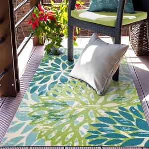 Klein tapijt buiten, tapijt voor balkon, outdoor tapijt groen, buitentapijt voor terras, groot: 80 x 150 cm