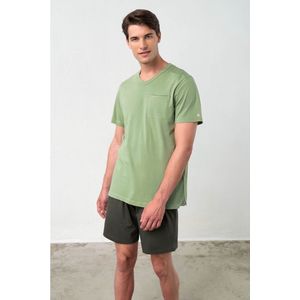 Vamp! Pyjama Heren Volwassenen Modal Katoen | Korte Mouw Korte Broek | Shortama Heren | Pyama Heren Volwassenen | Green Oil 18604/643 5XL