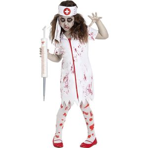 Funidelia | Zombie Verpleegster Kostuum Voor voor meisjes - Ondood, Halloween, Horror - Kostuum voor kinderen Accessoire verkleedkleding en rekwisieten voor Halloween, carnaval & feesten - Maat 122 - 134 cm - Wit
