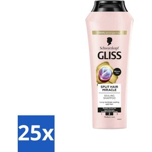 25 x Gliss-Kur - Shampoo - Split Hair Miracle - Herstelt Gespleten Haarpunten - 400 ml - Vitamine E - Diepe Hydratatie - Glanzend Haar