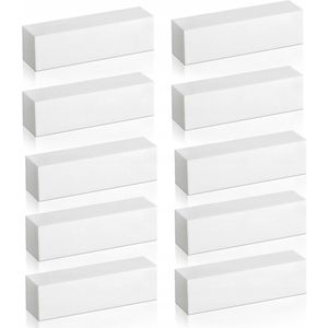10x Polijstblok Nagels 180/180 Wit - Professioneel