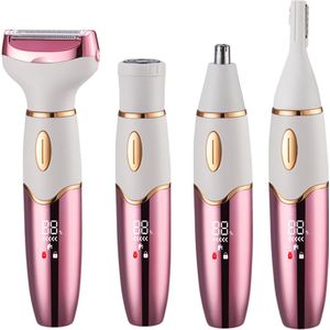 O’dor 4-in-1 Ladyshave voor Vrouwen – Elektrisch Scheerapparaat – Bikinitrimmer - Gezichts- en Lichaamshaarverwijdering – USB oplaadbare Ladyshaves met LCD Display