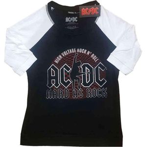 AC/DC - Hard As Rock Raglan top - XL - Zwart/Wit