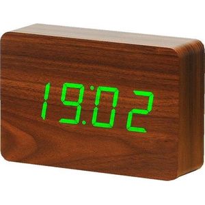 Gingko Wekker - Alarmklok Brick Click Clock walnut - oplaadbaar