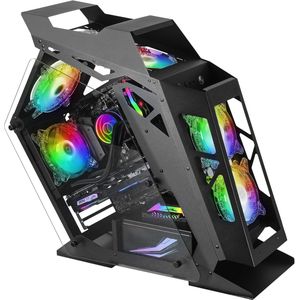 Compact Micro-ATX Gaming PC Case met ARGB Verlichting en Dubbel Gehard Glas