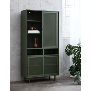 Wandkast Metaal Groen - Schuifdeuren - 2-Deuren - 90x40x180cm - Veep - Giga Living