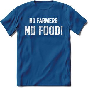 T-Shirt Knaller T-Shirt|No Farmers No Food / Boerenprotest / Steun de boer|Heren / Dames Kleding shirt|Kleur Blauw|Maat XL