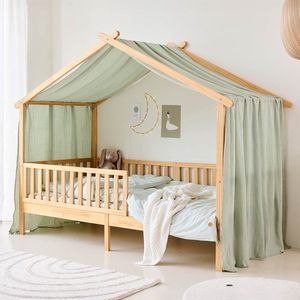 Petite Amélie - Maison - Gordijn voor bedhuisje - 90 x 200 cm - Mousseline katoen - Groen
