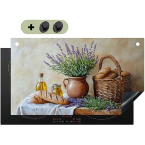 KitchenYeah® Inductie beschermer 90x55 cm - Lavendel - Brood - Stilleven - Vintage - Kookplaataccessoires - Afdekplaat voor kookplaat & Spatscherm achterwand - Inductiebeschermer - Inductiemat - Inductieplaat mat - Keuken decoratie