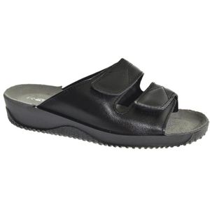 Rohde Leren Dames Slippers Slides Voorgevormd Voetbed - Zwart - 39