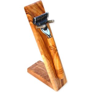 D.O.M. Scheerset ""HELGOLAND"" met Olijfhouten Houder en Scheermes M3 – Luxe Scheerset met Antibacteriële Werking