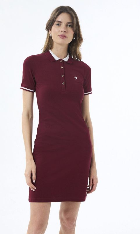 Felix Hardy - Jurk - Bordeaux - Katoenen - Korte Mouw - Knielengte Dames