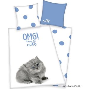 Katjes - Kittens - Dekbedovertrek ""OMG I am So Cute"" Maat. 135/200 cm + 1 sloop - 100% Katoen - van Animal Lovers