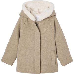 Mantel - Gemêleerd Beige - Wollen Stof - Met Capuchon - Voor Meisjes