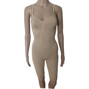 Dames - Corrigerende Body - Met Pijpjes - Open kruis - Thigh Slimmer - Naadloos - Kleur beige - Maat 42 t/m 46