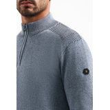No Excess - Trui - Lichtblauw Donkerblauw Blauw Gemêleerd - Halve Rits