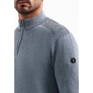 No Excess - Trui - Lichtblauw Donkerblauw Blauw Gemêleerd - Halve Rits