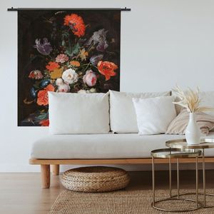 Wandkleed Stilleven met bloemen en een horloge – Abraham Mignon