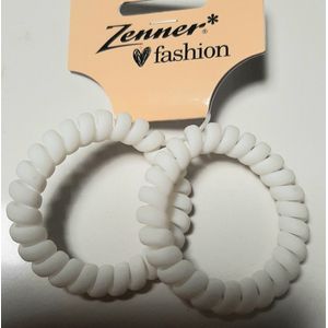 Zenner loves fashion - 2 haarspiralen - haarelastieken wit - haarspiraal - 5cm - Cable elastics - 2 stuks