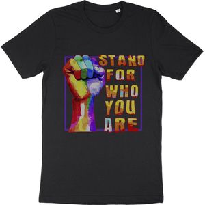 Heren Dames T Shirt - Pride - LGBTQ - Sta Voor Wie Je Bent - Zwart - 3XL