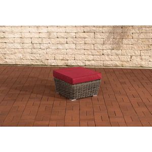 In And OutdoorMatch Voetenbank loungeset Tamia - Voor buiten - Kruk - Poef - Tuin - Rood - 59x59x30cm