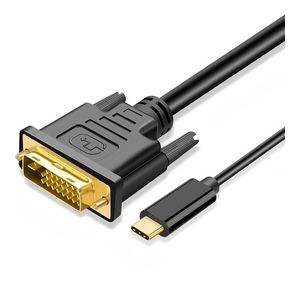MMOBIEL USB-C naar DVI Kabel Adapter - Mannelijk USB-C naar Mannelijk DVI-D Dual Link Geschikt voor MacBook, iPad, Dell XPS - Converter voor Monitor, TV, Projector - 1080p Full HD 60Hz - Goud - 1,8 m