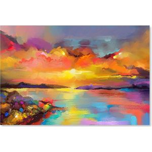Graphic Message - Print op Dibond Aluminium - Zonsondergang op Zee - Landschap - Moderne Kunst