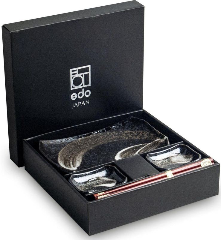 Edo Japan | ANSEN| Japanse Sushi Servies Set | 6-Delig | 2 Persoons | In Geschenkdoos
