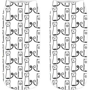 Black and White cartoon style kattensokken - Enkelsokken - Unisex - Maat 36-41