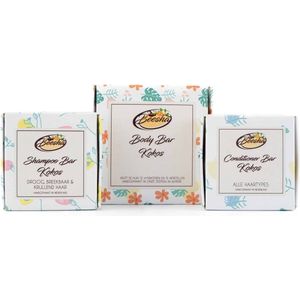 Beesha Giftbox Kokos | Bevat een Shampoo, Conditioner, en Body Bar | 100% Plasticvrije en Natuurlijke Verzorging