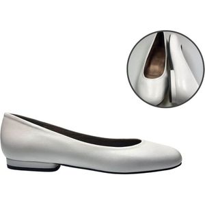 Stravers - Ballerina's met laag hakje Maat 33 Wit Zacht Leer Dames Kleine Maten