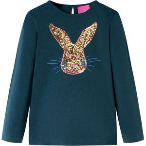 vidaXL - Kindershirt - met - lange - mouwen - 128 - donkergroen