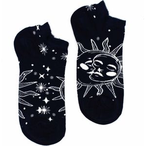 Hop Hare - Bamboe - Enkelsokken - Sneakersokken - Zon - Maan - Vrolijke Sokken - maat 41-46