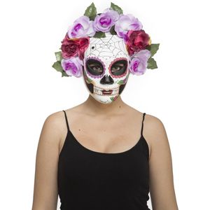 VIVING COSTUMES / JUINSA - Pastelkleurig skelet Dia de los Muertos masker voor volwassenen - Maskers > Half maskers