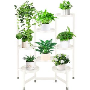 Metalen plantenstandaard bloempotstandaard - plantenhouder voor binnen en buiten - terras tuin balkon - woonkamer - 8 lagen - wit