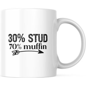Vaderdag Mok met tekst: 30% stud 70% muffin | Cadeau | Grappige mok | Koffiemok | Koffiebeker | Theemok | Theebeker