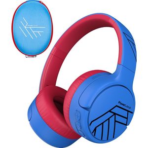 PowerLocus Tiger Draadloze Over-Ear Koptelefoon voor Kinderen, Active Noise Cancelling, 74dB/85dB/94dB Limiet, met Microfoon - Blauw/Zwart