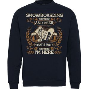 Sweater Snowboarding and Beer | Apres Ski Verkleedkleren | Fout Skipak | Apres Ski Outfit | Navy | maat 4XL