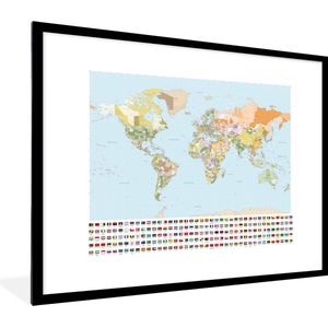 Fotolijst incl. Poster - Wereldkaart - Vlag - Oranje - Groen - 80x60 cm - Posterlijst