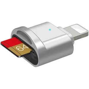 Micro SD Kaartlezer 8-Pin (Lightning) – iPhone & iPad • Plug-and-Play zonder app – Zilver