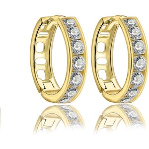 Juwelier Zwartevalk - 14 karaat gouden oorbellen met zirkonia 12.111.064/13 mm--