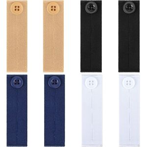 8 stuks knoopverlengers voor jeans, elastische tailleverlengers voor broeken, verstelbare zwangerschapsbroekverlenging, zwangerschapsbroek, extender, tailleverlengers voor mannen en vrouwen (4